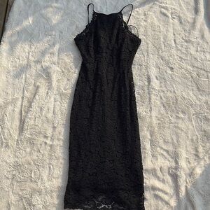Another Story Black Lace Midi Slip Dress – Size Small | Elegant Night Out